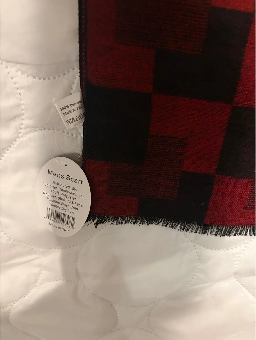 Men's Red and Black Checkered Scarf